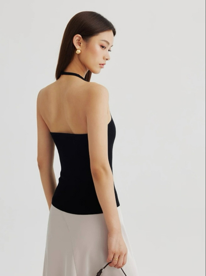 Amiya Cardigan and Halter Neck Knit Top