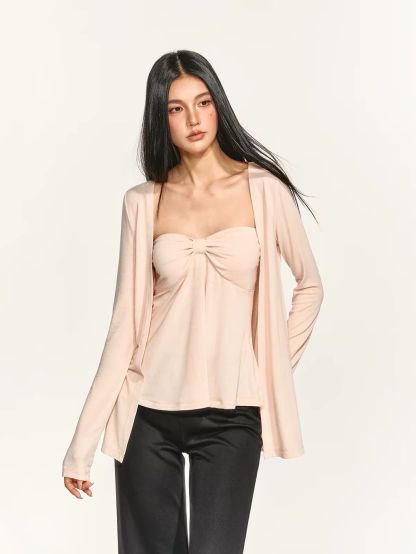 Gretna Twist-Front Tube Top & Cardigan Set (Sold Seperately)