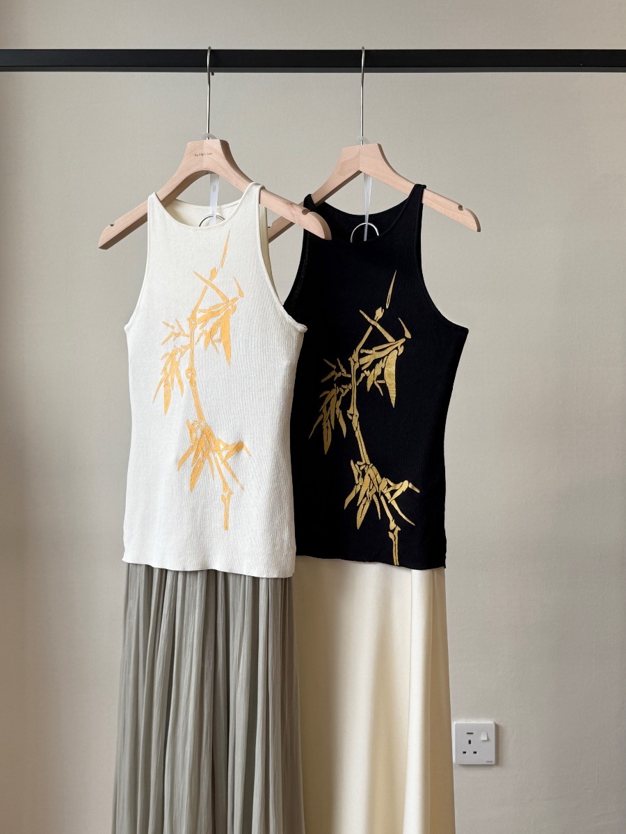 Li Zhu Bamboo Printing Knit Top