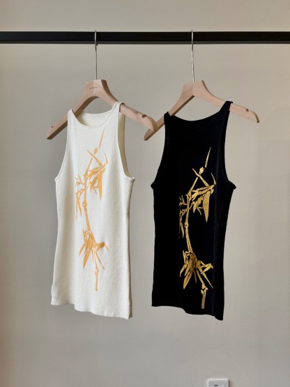 Li Zhu Bamboo Printing Knit Top