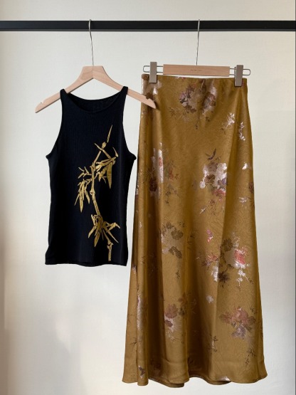 Li Zhu Bamboo Printing Knit Top