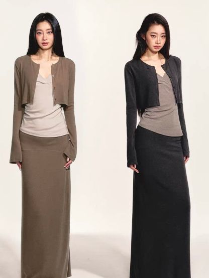 Graca Soft Knit Three-Piece Holiday Set (Sold Seperately-Camisole, Cardigan, Maxi Skirt)