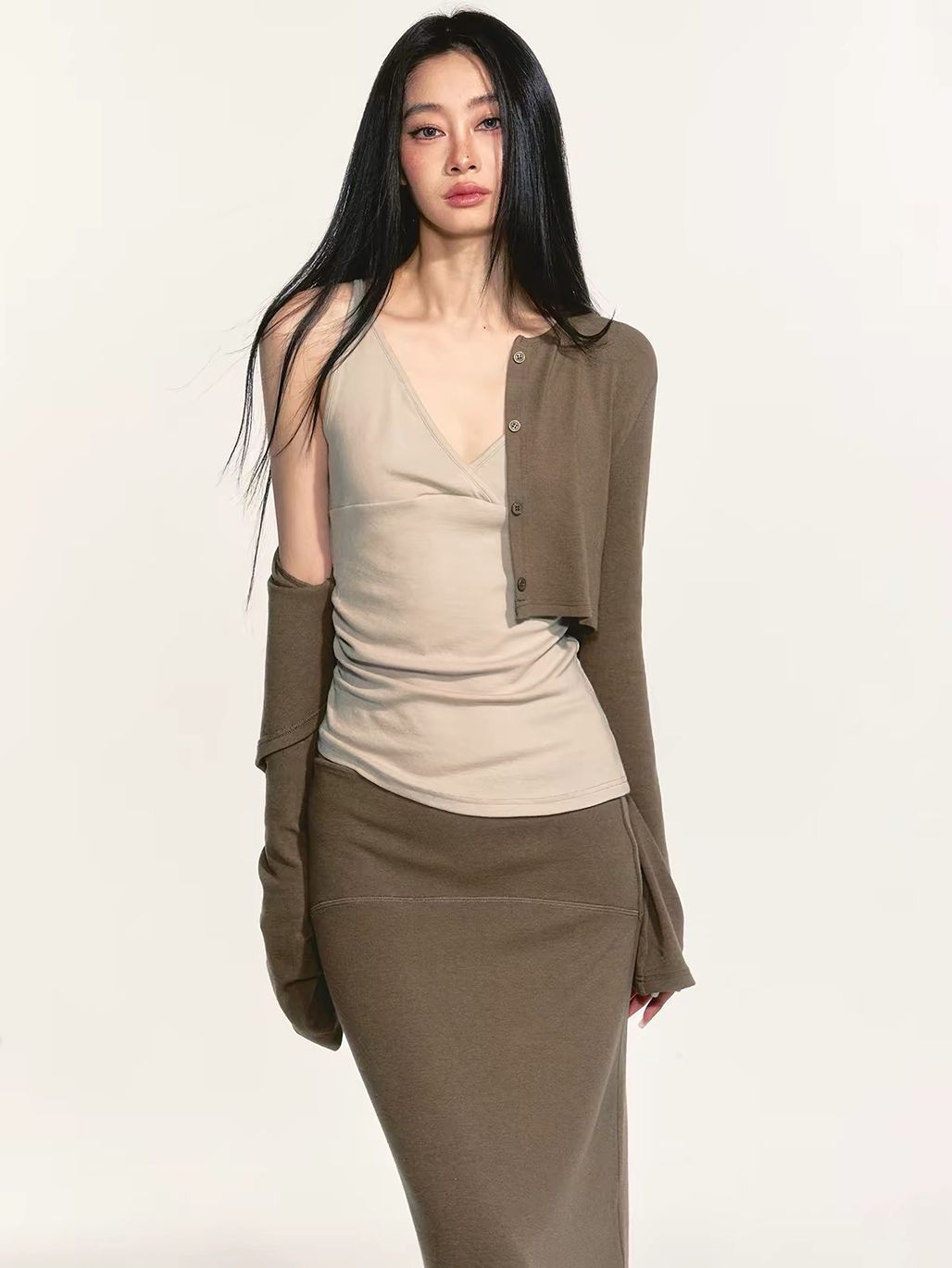 Graca Soft Knit Three-Piece Holiday Set (Sold Seperately-Camisole, Cardigan, Maxi Skirt)
