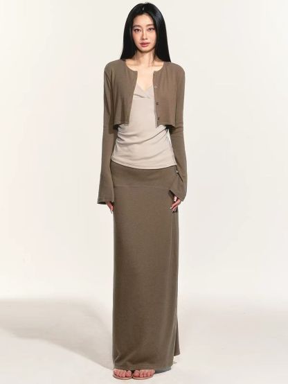Graca Soft Knit Three-Piece Holiday Set (Sold Seperately-Camisole, Cardigan, Maxi Skirt)