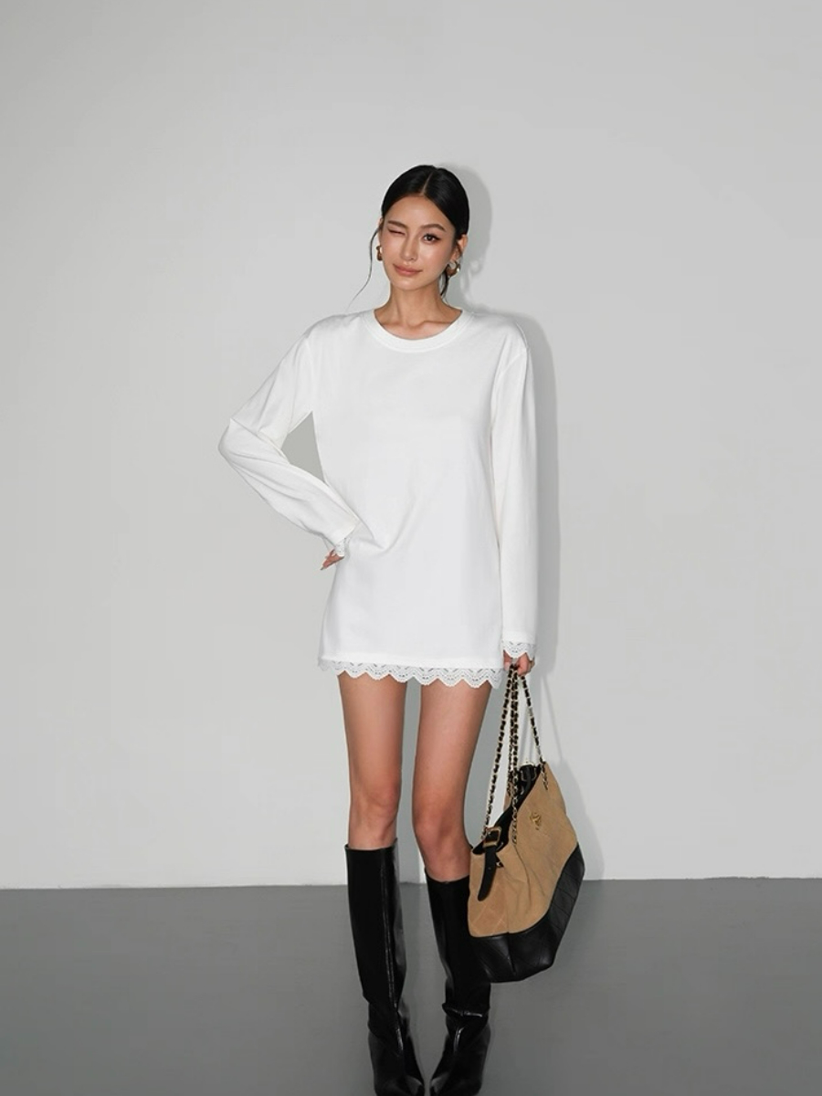 Abigail Lacey Trim Oversized Tee