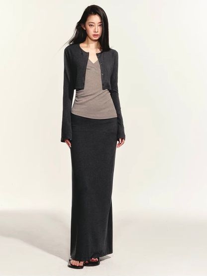 Graca Soft Knit Three-Piece Holiday Set (Sold Seperately-Camisole, Cardigan, Maxi Skirt)