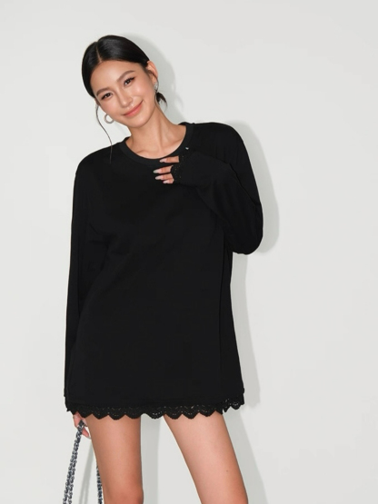 Abigail Lacey Trim Oversized Tee