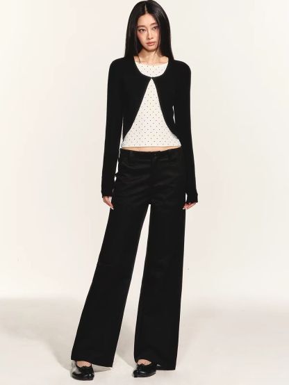 Gizi Polka-Dot Fake Two-Piece Cardigan Top