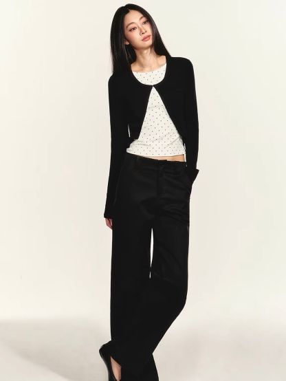 Gizi Polka-Dot Fake Two-Piece Cardigan Top