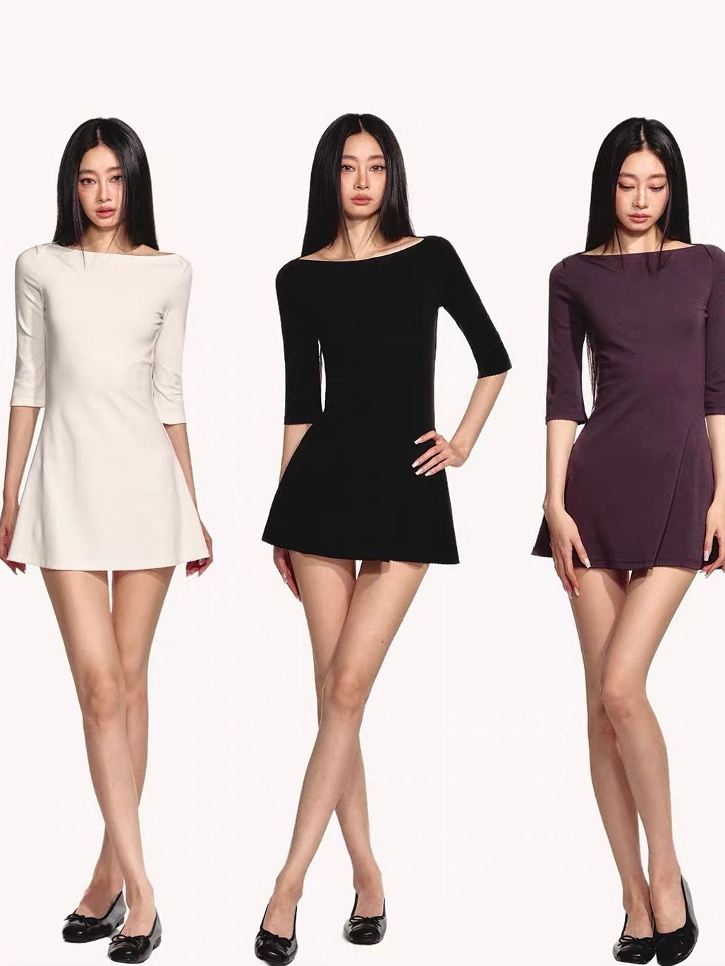 Gerain Boat-Neck Fit-and-Flare Mini Dress