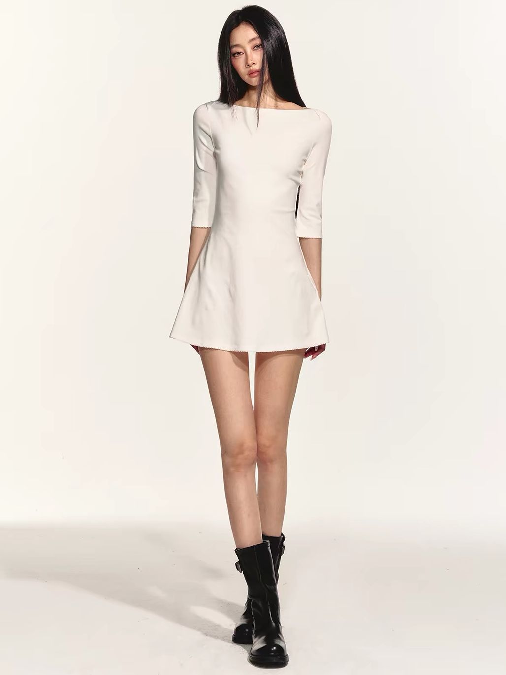 Gerain Boat-Neck Fit-and-Flare Mini Dress