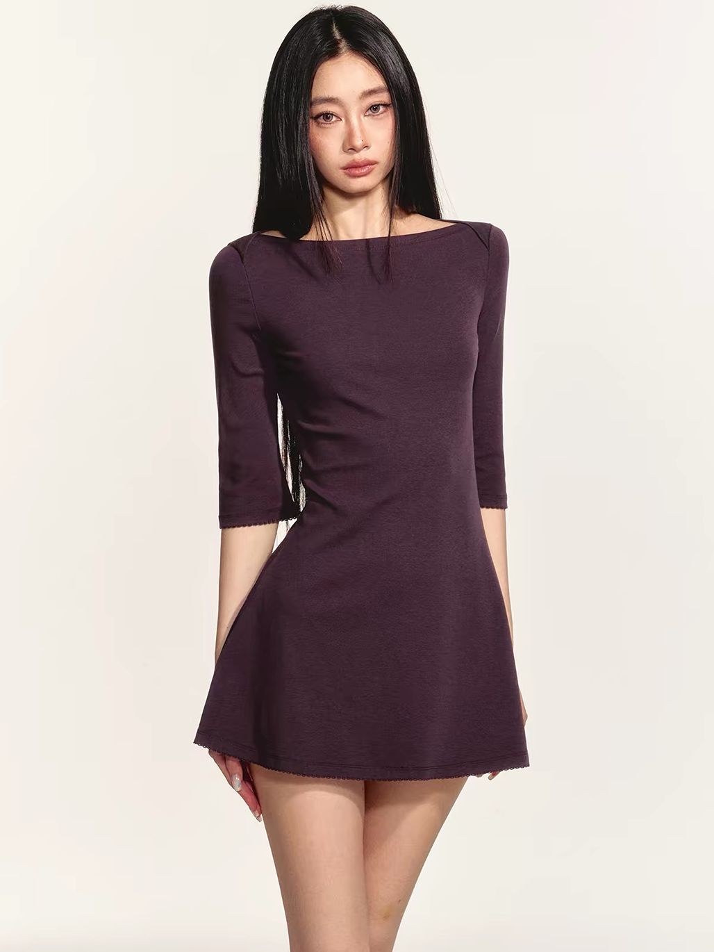 Gerain Boat-Neck Fit-and-Flare Mini Dress
