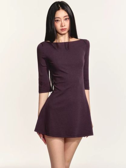 Gerain Boat-Neck Fit-and-Flare Mini Dress