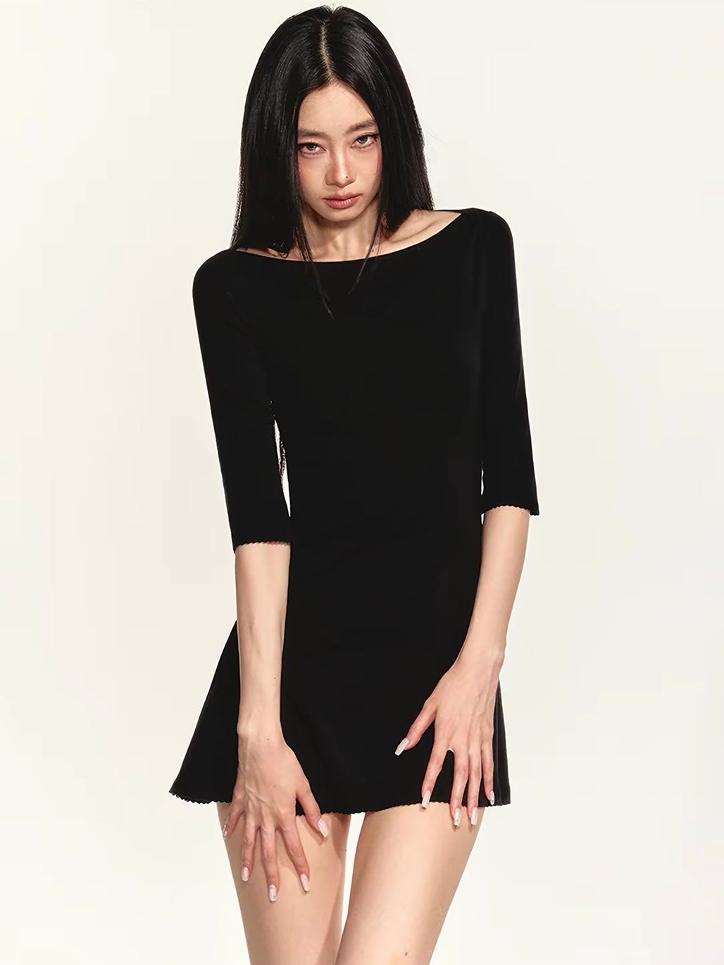 Gerain Boat-Neck Fit-and-Flare Mini Dress