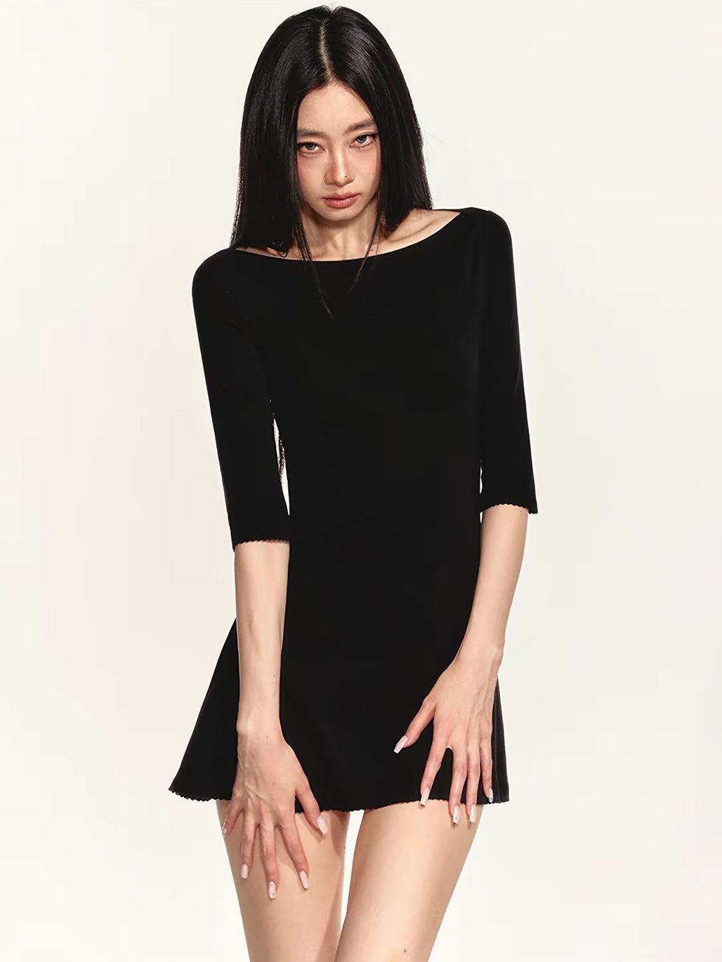 Gerain Boat-Neck Fit-and-Flare Mini Dress