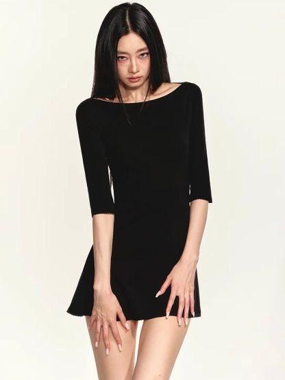 Gerain Boat-Neck Fit-and-Flare Mini Dress