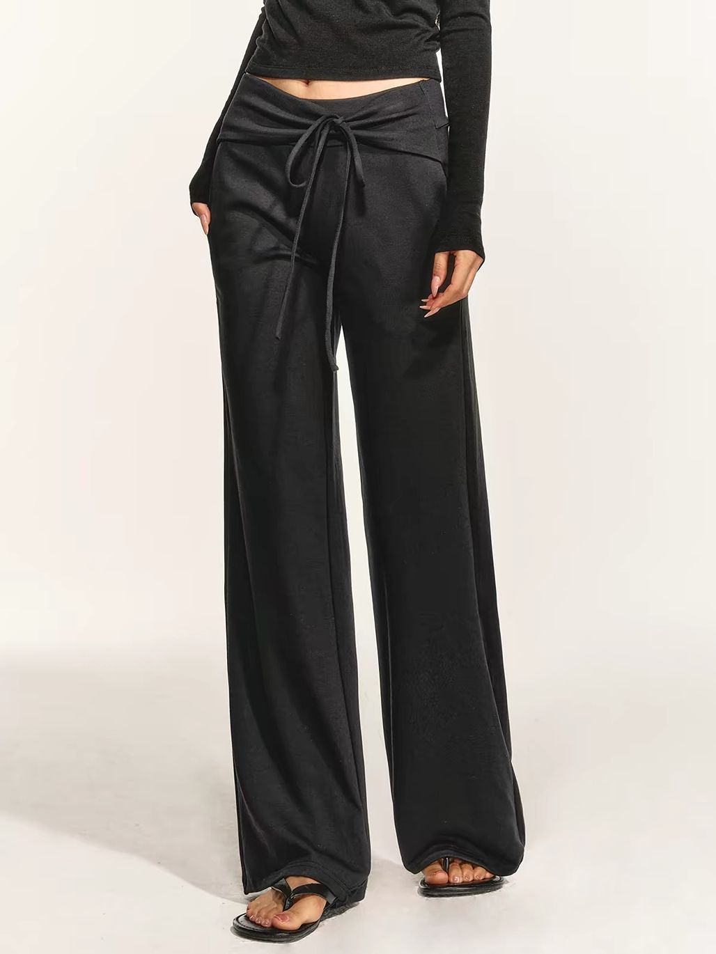 Giang Tie-Front Foldover-Waist Pants