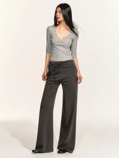 Giang Tie-Front Foldover-Waist Pants