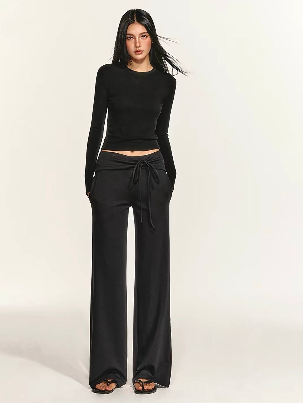 Giang Tie-Front Foldover-Waist Pants