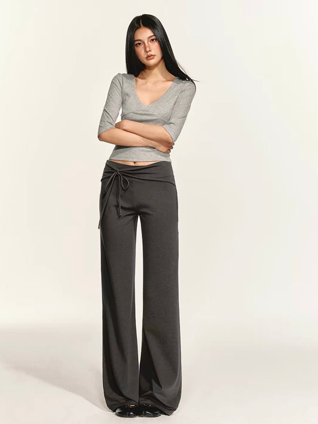 Giang Tie-Front Foldover-Waist Pants