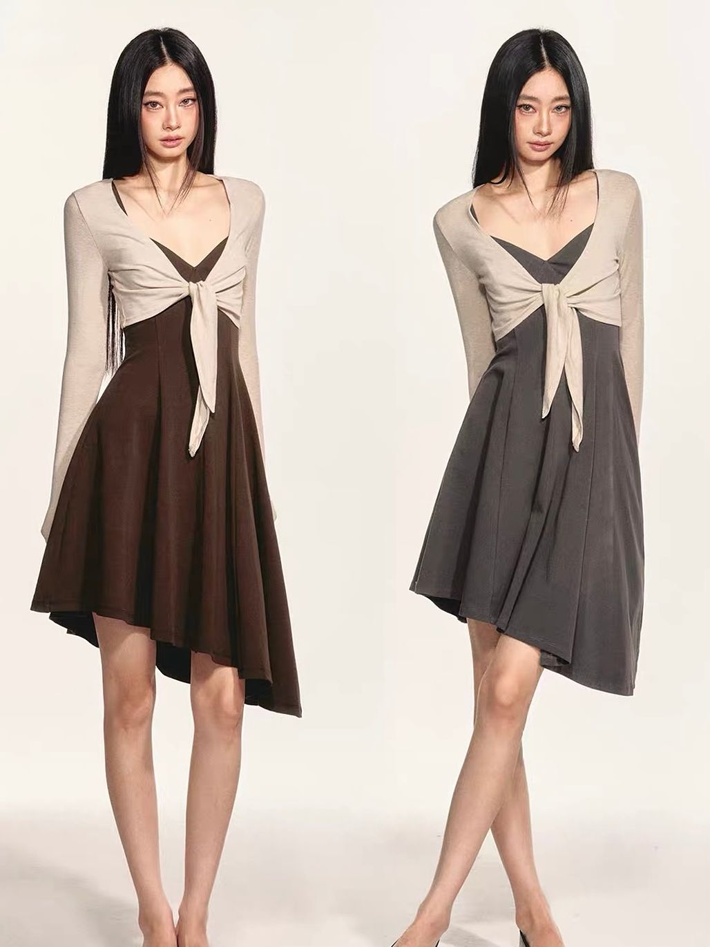 Gwenore Cropped Tie-Front Cardigan & Asymmetric Hem Dress (Sold Seperately)
