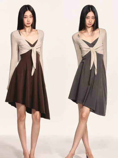 Gwenore Cropped Tie-Front Cardigan & Asymmetric Hem Dress (Sold Seperately)