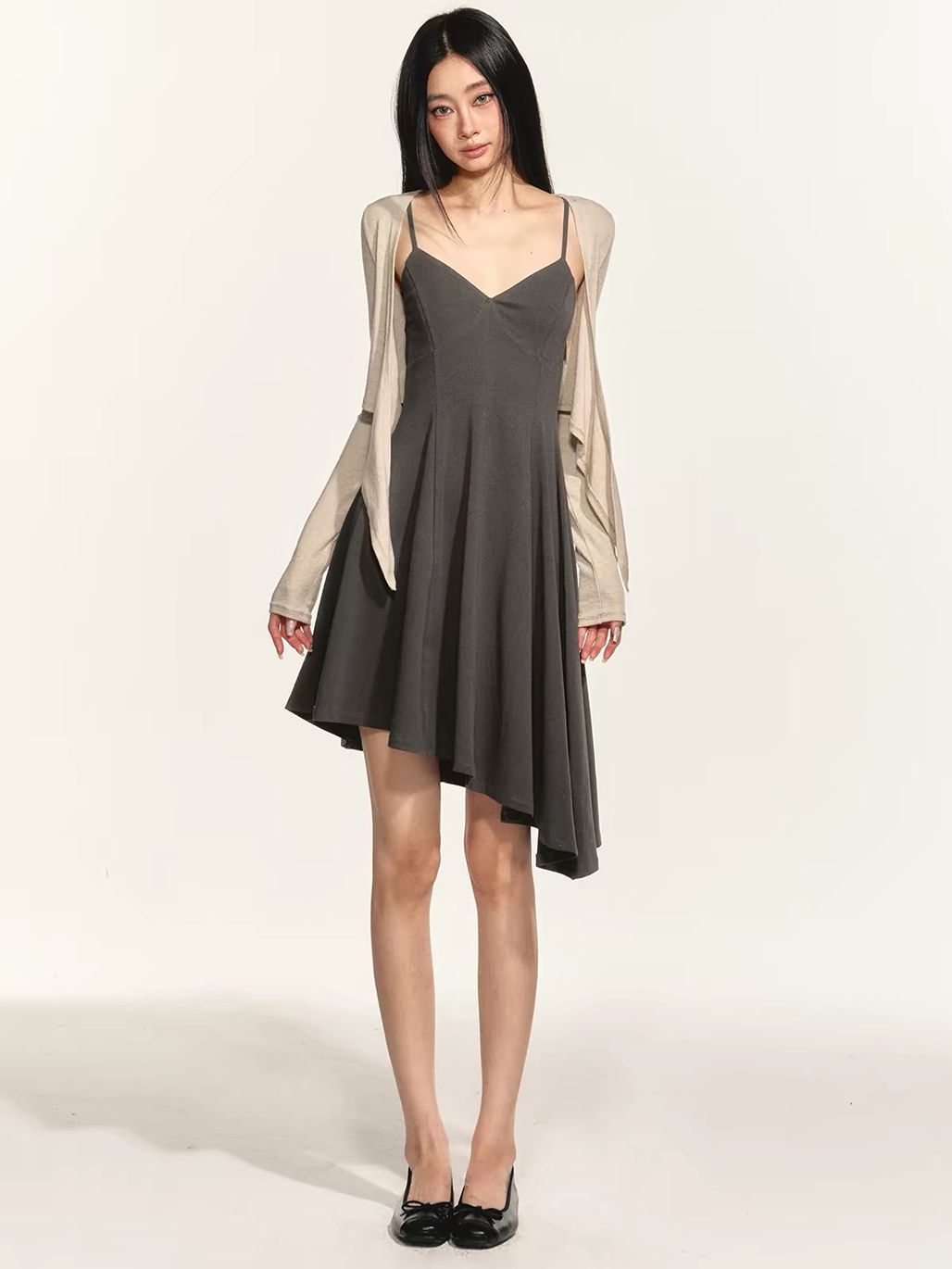 Gwenore Cropped Tie-Front Cardigan & Asymmetric Hem Dress (Sold Seperately)