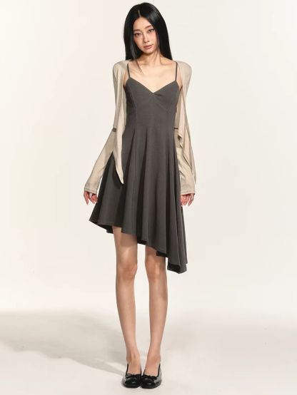 Gwenore Cropped Tie-Front Cardigan & Asymmetric Hem Dress (Sold Seperately)