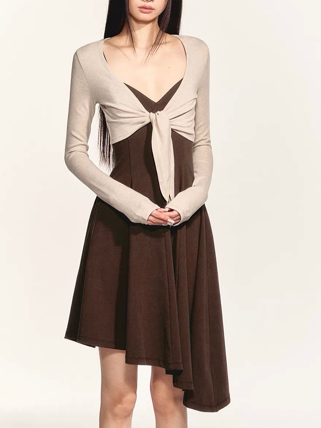 Gwenore Cropped Tie-Front Cardigan & Asymmetric Hem Dress (Sold Seperately)