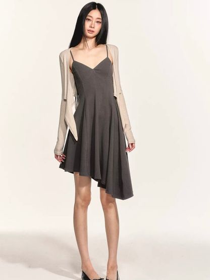 Gwenore Cropped Tie-Front Cardigan & Asymmetric Hem Dress (Sold Seperately)