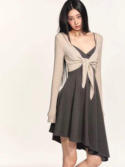 Gwenore Cropped Tie-Front Cardigan & Asymmetric Hem Dress (Sold Seperately)
