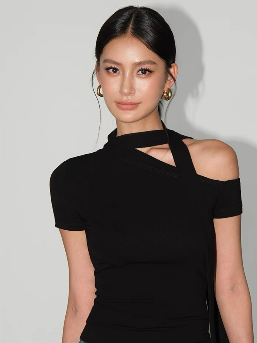 Andrea Ribbon Tie Asymmetric Top