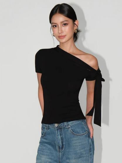 Andrea Ribbon Tie Asymmetric Top