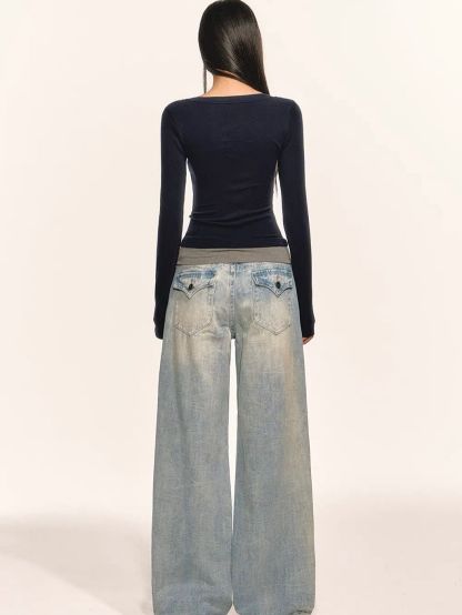 Germayn Contrast Layered-Look Henley Fitted Top 