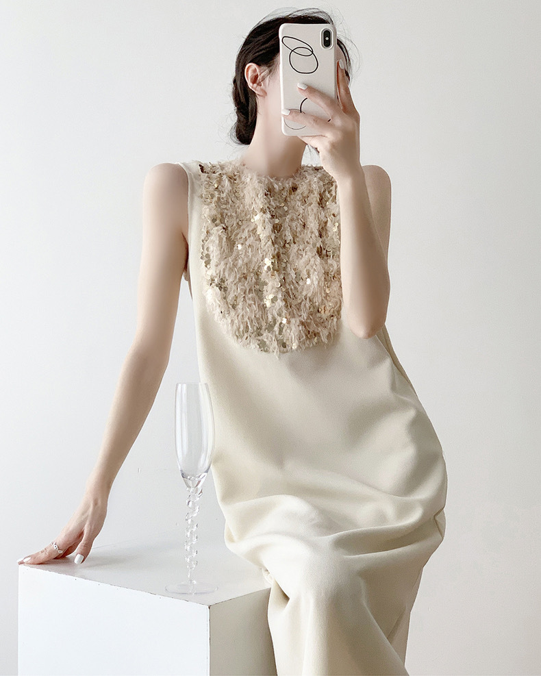 Charlotte Sequin Midi Dress-The Black Bow-