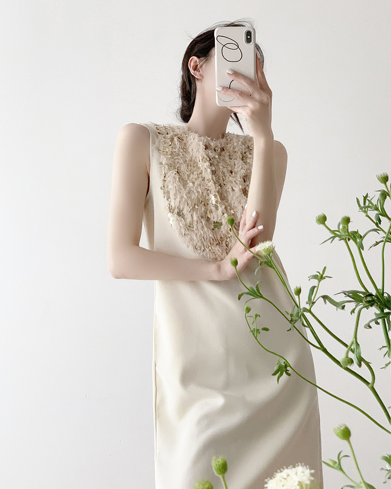Charlotte Sequin Midi Dress-The Black Bow-