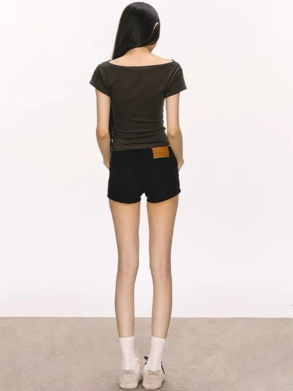 Gwenita Rolled-Cuff One-Shoulder Fitted Tee