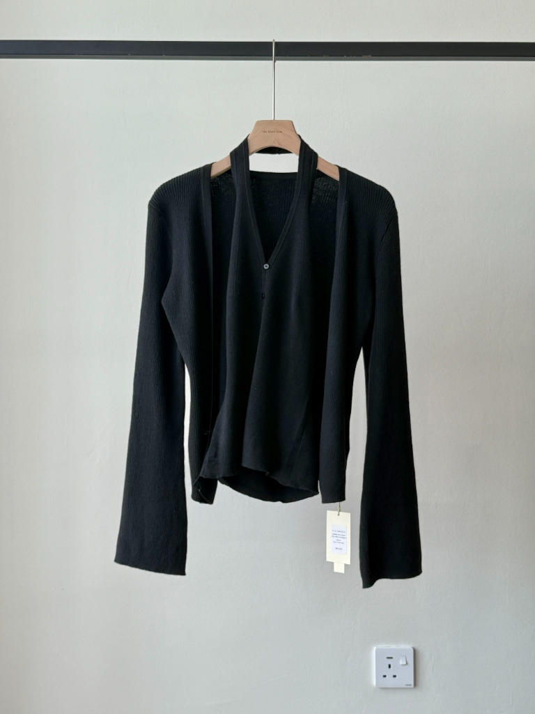 Lanely Two Piece Halter Neck Knit Top with Cardigan 