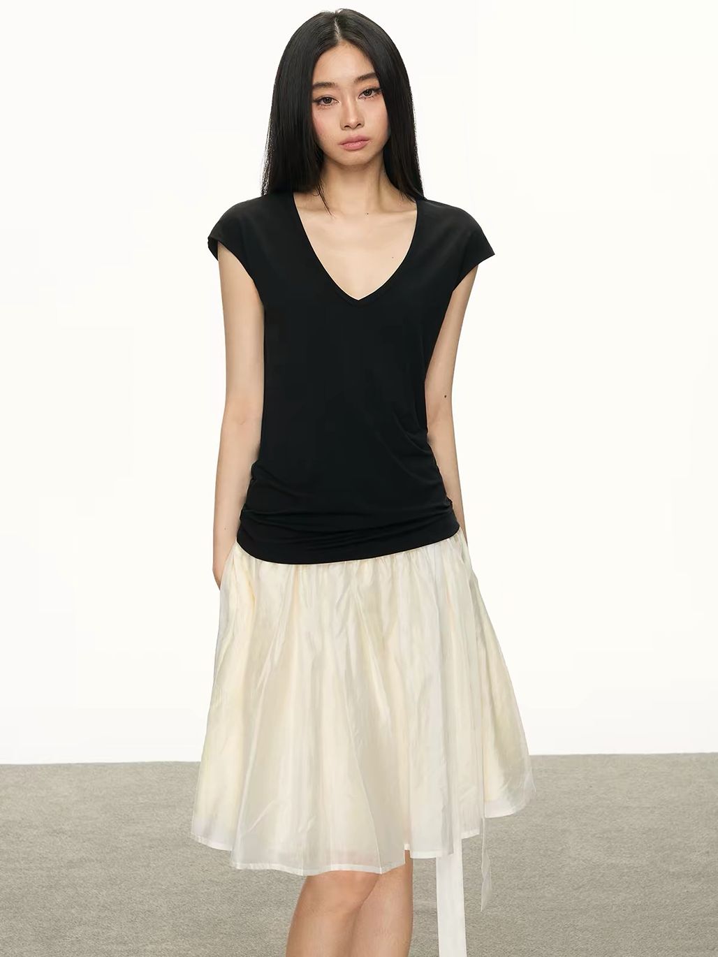 Gwennie Lyocell Deep V-Neck Tee