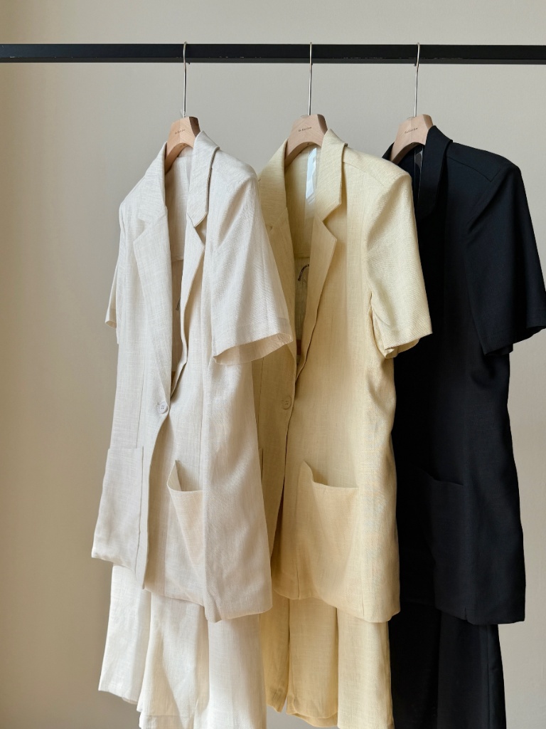 Alma Soft Structured vest Jacket & Bermuda Set
