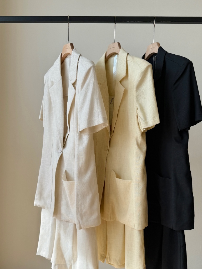 Alma Soft Structured vest Jacket & Bermuda Set