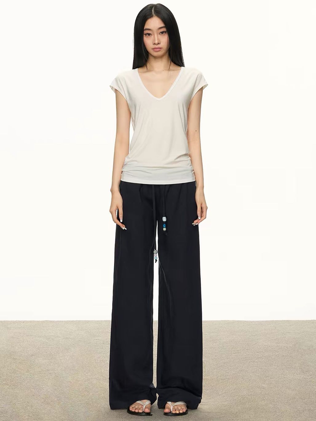 Gwennie Lyocell Deep V-Neck Tee