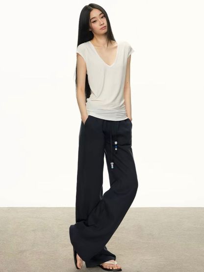 Gwennie Lyocell Deep V-Neck Tee