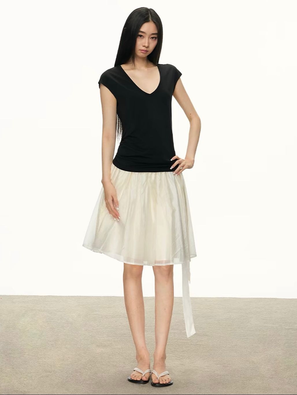 Gwennie Lyocell Deep V-Neck Tee