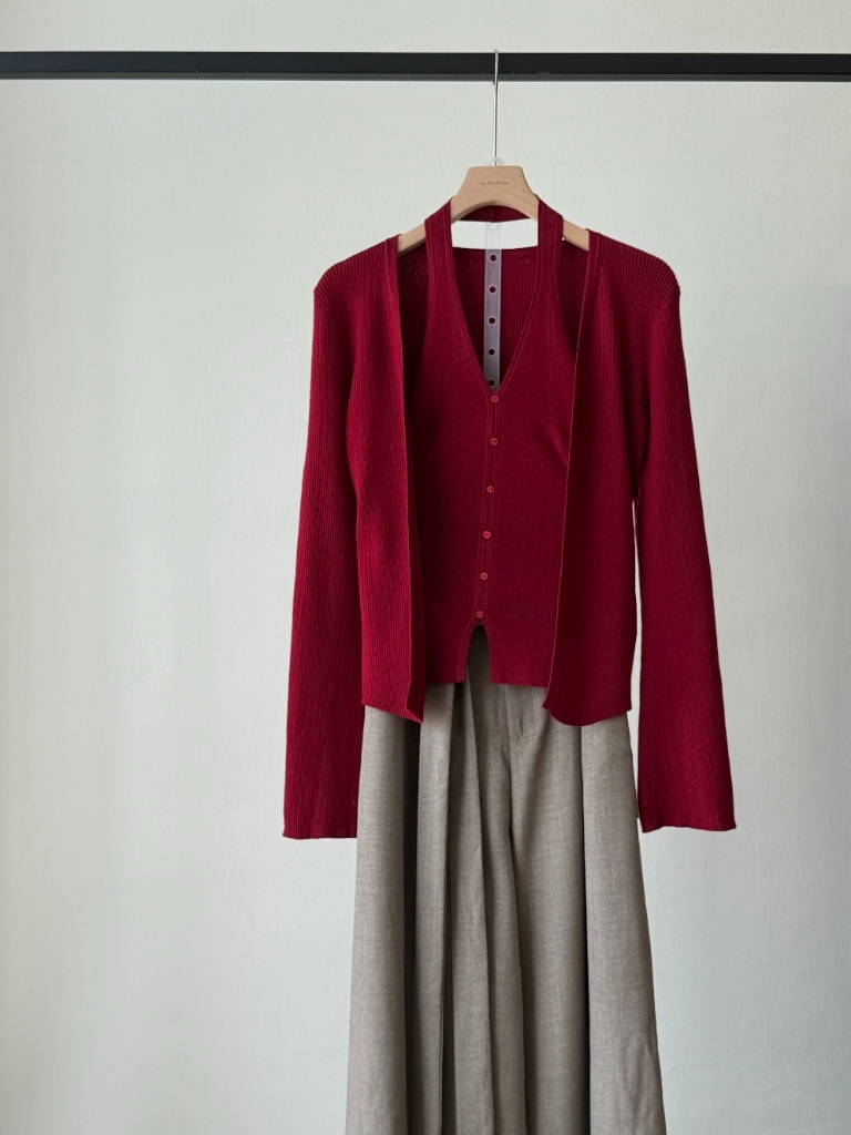 Lanely Two Piece Halter Neck Knit Top with Cardigan 