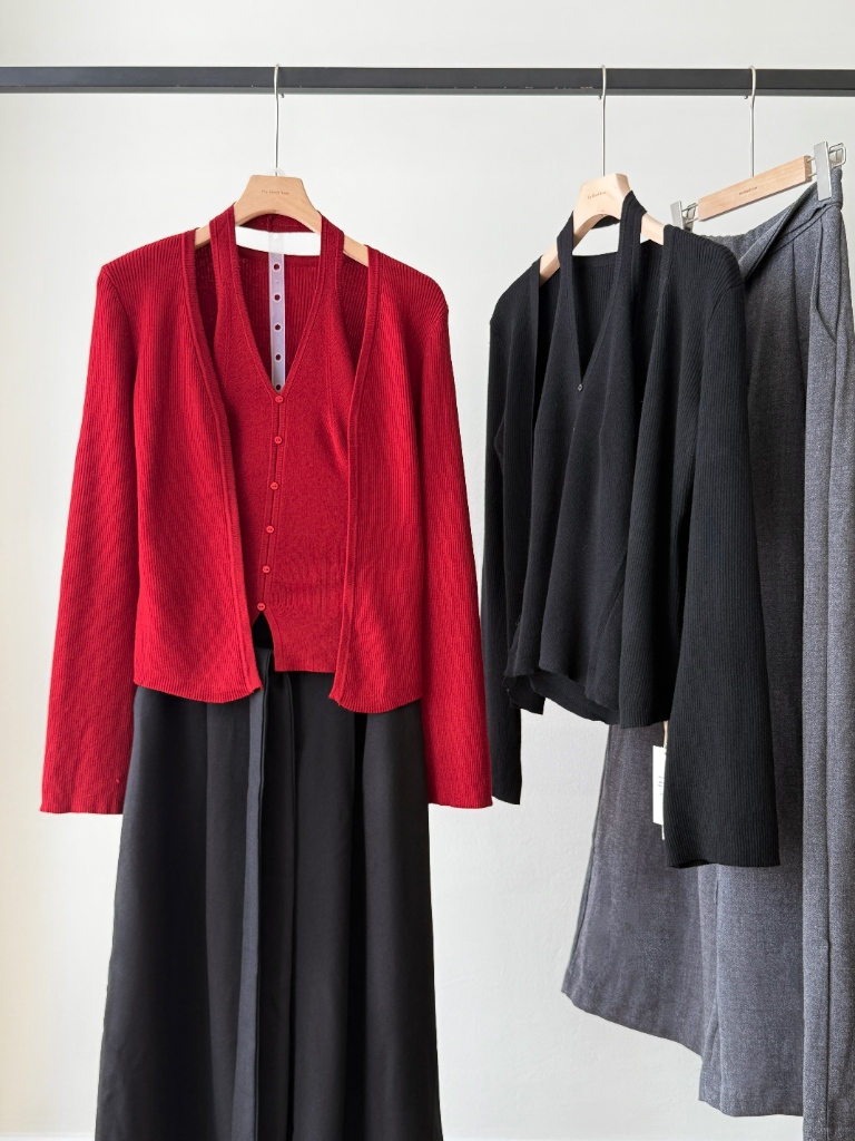 Lanely Two Piece Halter Neck Knit Top with Cardigan 