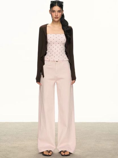 Gyuri Polka-Dot Tube Top & Asymmetric Ruffle Cardigan (Sold Seperately)