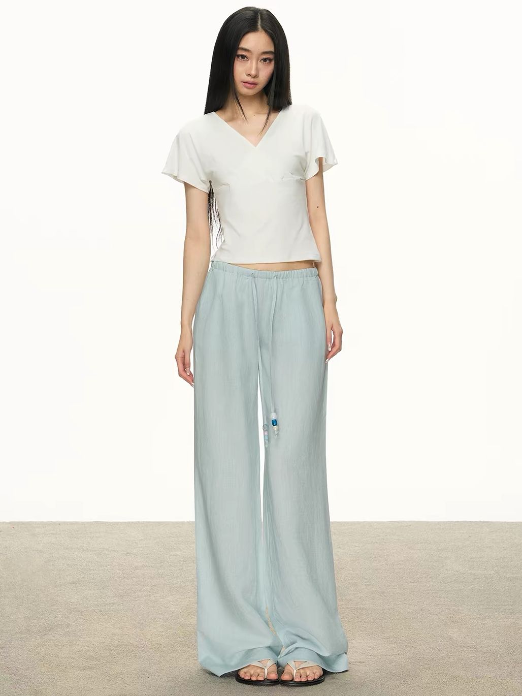Gin Flutter-Sleeve Wrap Fitted Top