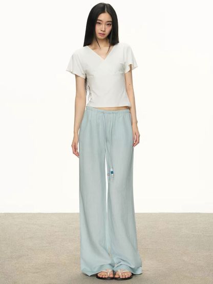 Gin Flutter-Sleeve Wrap Fitted Top