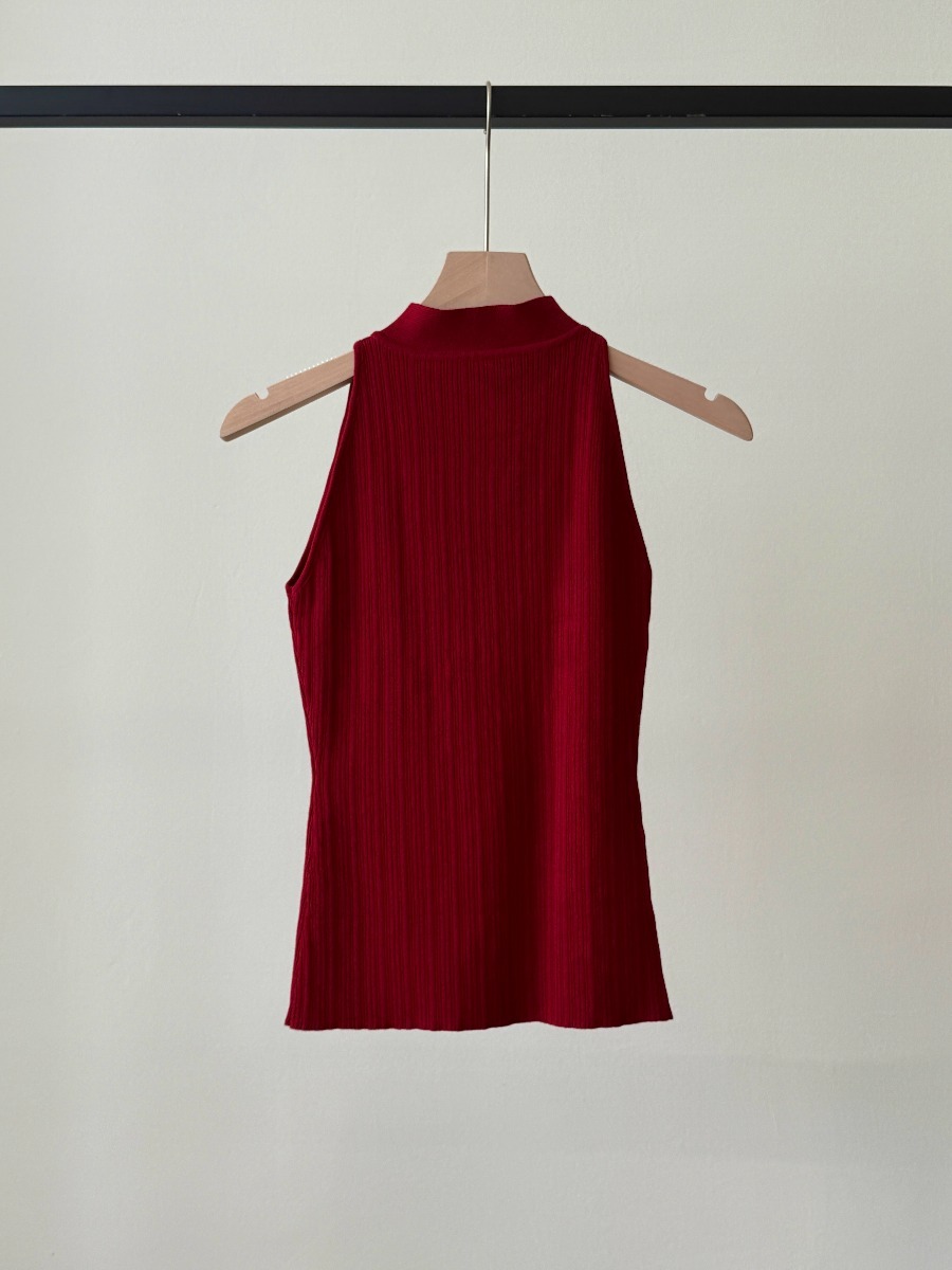 Li Yi Halter Neck Oriental Knit Top